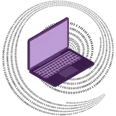 Ordinateur dans une spirale de nombres binaire