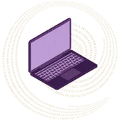 Ordinateur dans une spirale de nombres binaire